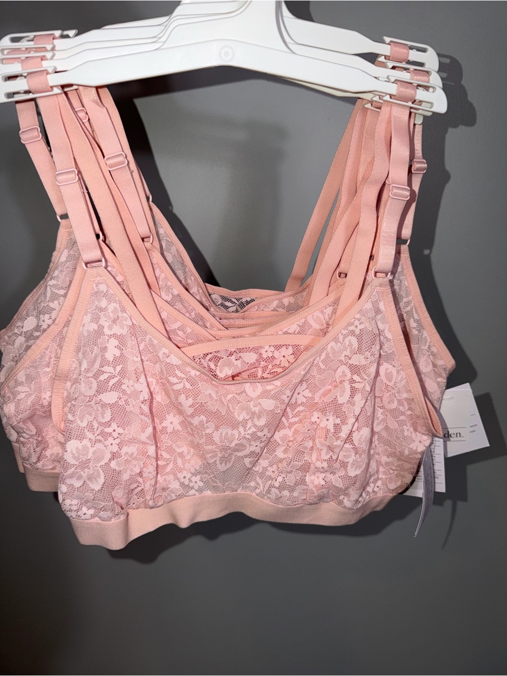 Lot of 5- Auden Light Pink Lace Bralette 36D 38D 38C